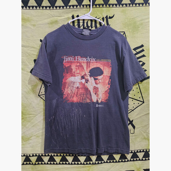Rare Y2K 2000 Destressed Jimi Hendrix Double Sided Band Tee Zion Tag, Medium - Picture 1 of 9